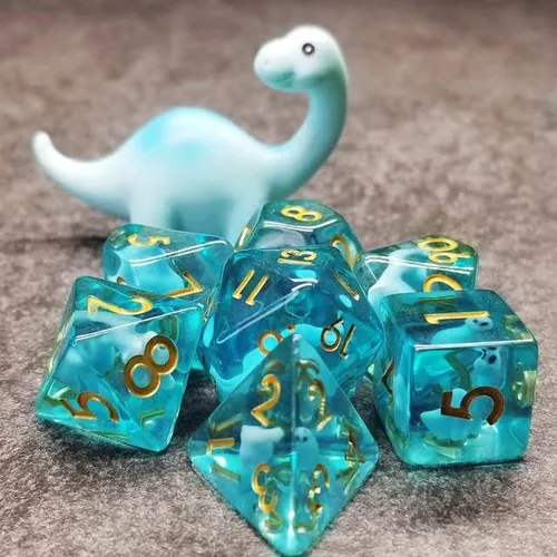 Sage's Portal Juego de dados DND de resina para familiares de dinosaurios y reptiles, juego de dados poliédricos para Dungeons and Dragons RPG de