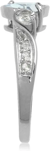 Miniatura 3 de Silvershake Anillo de compromiso trenzado de plata de ley 925 chapada en oro blanco