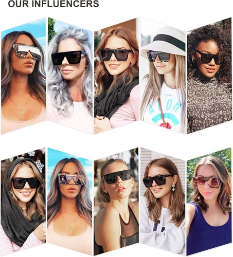 Miniatura 2 de SOJOS SJ2117 - Gafas de sol cuadradas grandes para mujer, marco grueso, parte superior plana con espejo, lentes siamesas, tamaño más grande