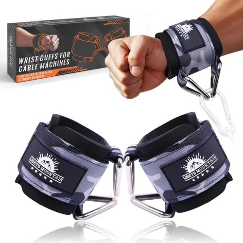 Miniatura 8 de Puños ajustables para muñeca de neopreno con correas acolchadas para equipos de entrenamiento de fuerza con máquinas de cable