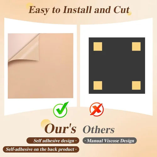 Miniatura 4 de Paquete de 6 paneles acústicos para pared (cada uno de 23.6x23.6 pulgadas) - Reducción de ruido de 25dB, autoadhesivo color marrón Decoración
