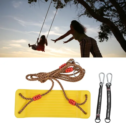 Miniatura 6 de Columpio de árbol, juego de columpios al aire libre para niños, asiento con cuerda antideslizante resistente al desgaste, columpios colgantes