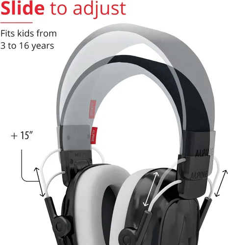 Miniatura 3 de Alpine Muffy Kids - Protección auditiva - Certificado CE y ANSI - Ajustable para edades de 3 a 16 años - Auriculares con cancelación de ruido - Negro