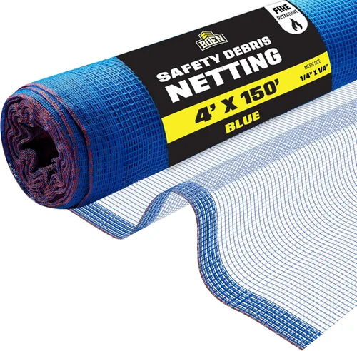 Red de seguridad para escombros ignífuga (4 pies x 150 pies, azul)
