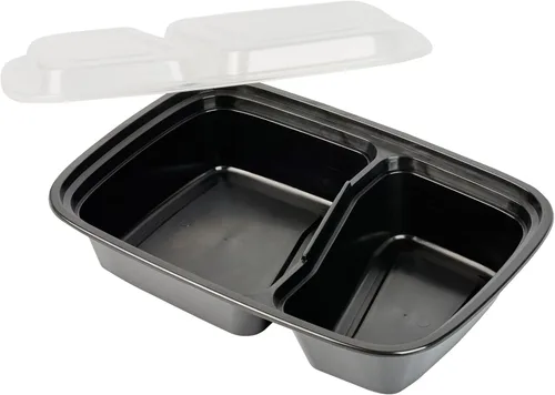 Miniatura 16 de Asporto - Cajas para llevar con compartimentos de 32 onzas, 50 recipientes para preparar comidas para microondas, 2 compartimentos, con tapas