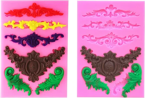 Miniatura 3 de Molde de silicona de encaje con estampado de flores en estilo barroco Rainmae para decoración de borde de pastel en filigrana, decoración de Estilo 1