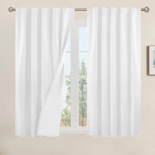 Miniatura 15 de LAMIT Cortinas de lino natural 100 % opacas para ventana, para dormitorio, 45 pulgadas, cortinas térmicas con textura de lino estilo granja