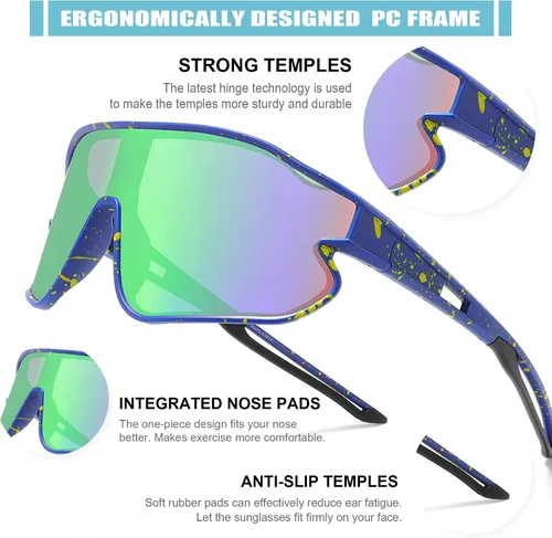 Miniatura 4 de YUNBLL&KO Gafas de sol para niños, gafas de sol de béisbol para jóvenes, TR90, marco ligero, UV400, gafas de sol deportivas para ciclismo para niñas