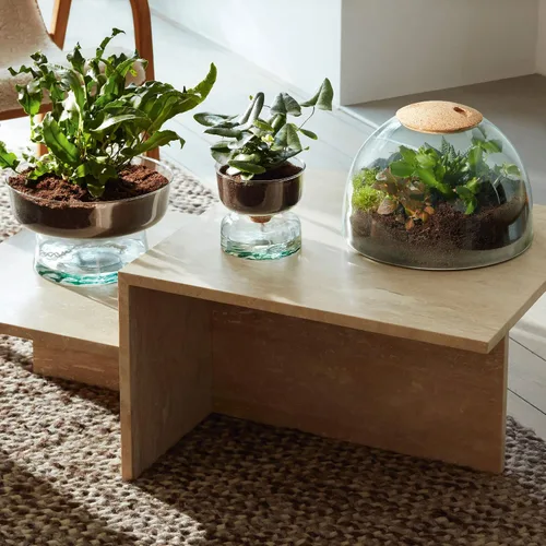 Miniatura 5 de LSA International Maceta de riego automático de 5 pulgadas, maceta de vidrio reciclado hecha a mano de lujo con base abovedada y parte de acabado