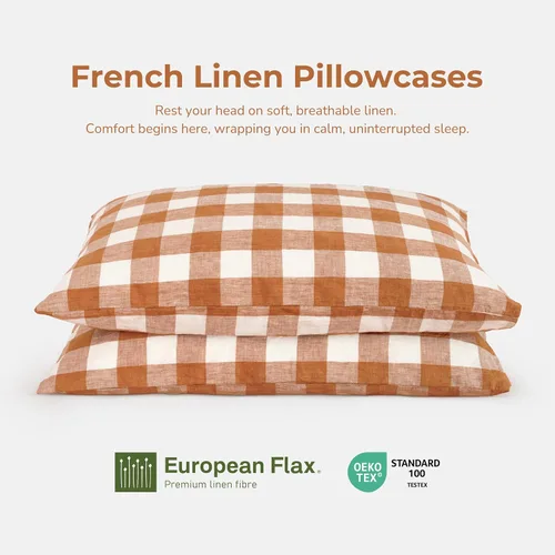 Miniatura 7 de Linen World - Juego de 2 fundas de almohada de lino, 20 x 30 pulgadas, tamaño estándar/Queen, fundas de almohada 100% lino natural francés, fundas
