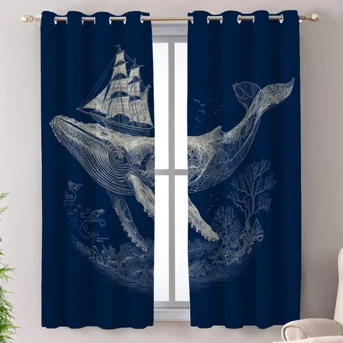 Miniatura 27 de Shrahala Abstract Pattern Geometric Blackout Window Curtains, Concentric Squares Thermal Insulated Curtains Grommet Long Drapes for Bedroom,Living