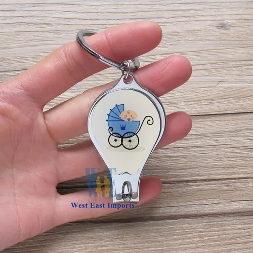 Miniatura 3 de Baby Shower Blue Boy Llavero Favores (12 piezas) Cortauñas y abrebotellas Regalo para invitados, Azul/Ft