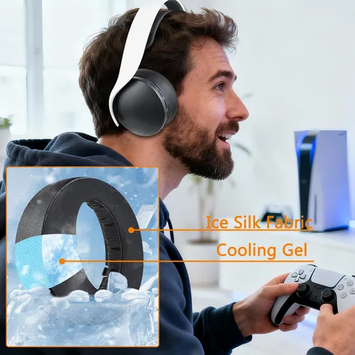 Miniatura 5 de SOULWIT Almohadillas para auriculares Sony Pulse 3D Wireless (PS5), almohadillas de repuesto de gel de enfriamiento con espuma de aislamiento