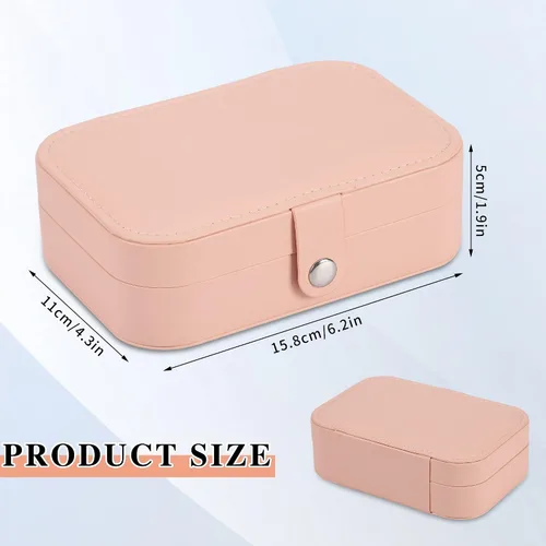 Miniatura 2 de XZUZ Joyero de viaje, organizador de joyas pequeño de piel sintética para niñas y mujeres, mini estuche de viaje portátil de doble capa para guardar
