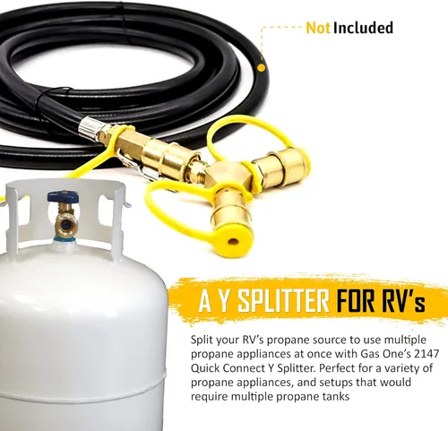Miniatura 6 de Gas One Adaptador divisor en Y de propano de conexión rápida de 1/4 pulgadas para remolque de RV y manguera de propano de conexión rápida Conéctate