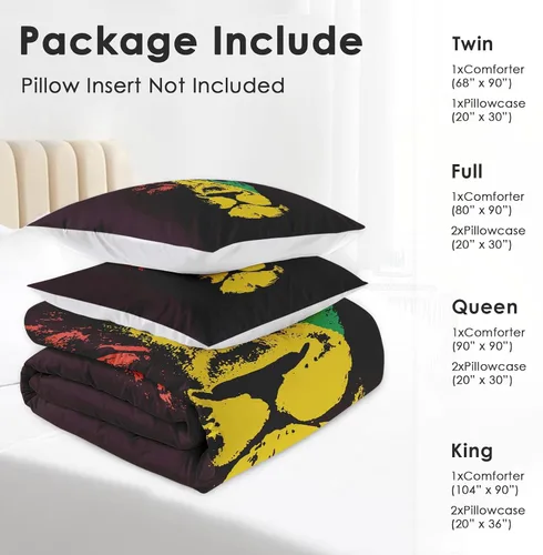 Miniatura 6 de Pamnest Juego de edredón tamaño individual, León amarillo africano, suave, 2 piezas de ropa de cama para niños y adultos, juego de edredón Rasta