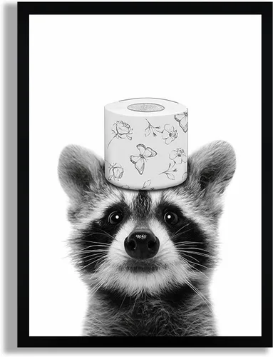Miniatura 30 de SYWENNOI Arte de Pared en Lienzo Enmarcado en Blanco y Negro para Baño, Divertido Gato Negro Sentado en el Inodoro Leyendo Periódico Decoración