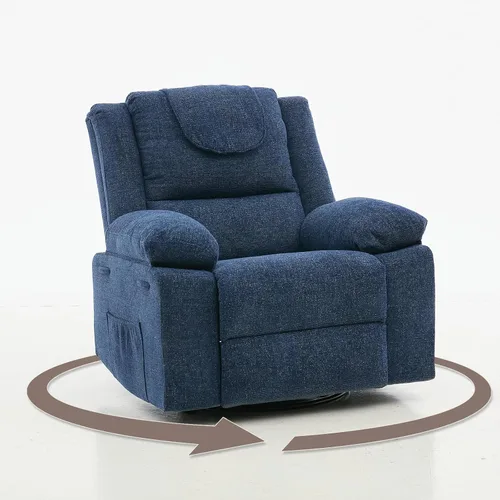 Silla reclinable de masaje de gran tamaño para adultos, sillas reclinables giratorias de 360°, sofá individual con masaje por vibración y