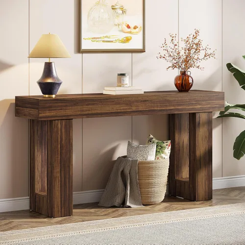 Miniatura 10 de Tribesigns - Mesa consola de 63 pulgadas de largo, mesa de sofá rectangular de madera detrás del sofá, mesa de entrada estilo granja para entrada