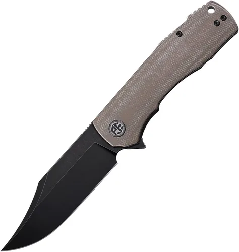 Miniatura 11 de Petrified fish PFP03 Victor, hoja de satén K110 de 3.58", 4.94 oz Micarta Handel Flipper Liner lock Cuchillo plegable
