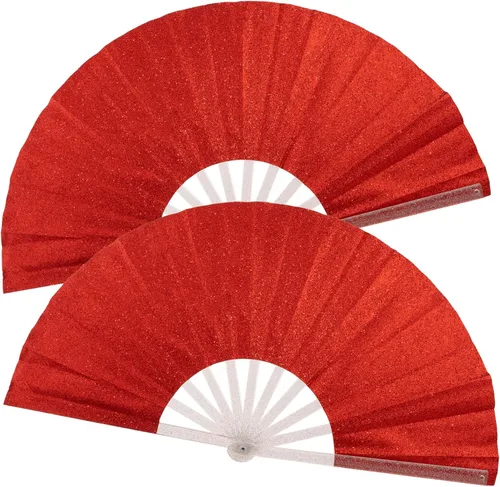 Miniatura 15 de 2 ventiladores plegables grandes de mano para hombres y mujeres, abanicos decorativos plegables, accesorios rave, utilizados para bailes, fiestas