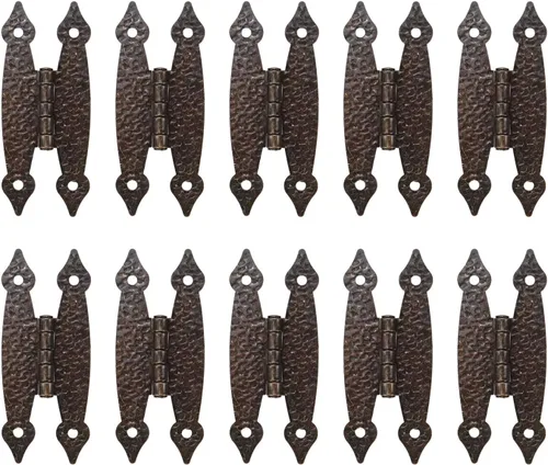 Miniatura 7 de 10 bisagras antiguas para gabinete, acero laminado en frío, bisagras decorativas planas para gabinete, armario, joyero, puerta, color negro, 3.5