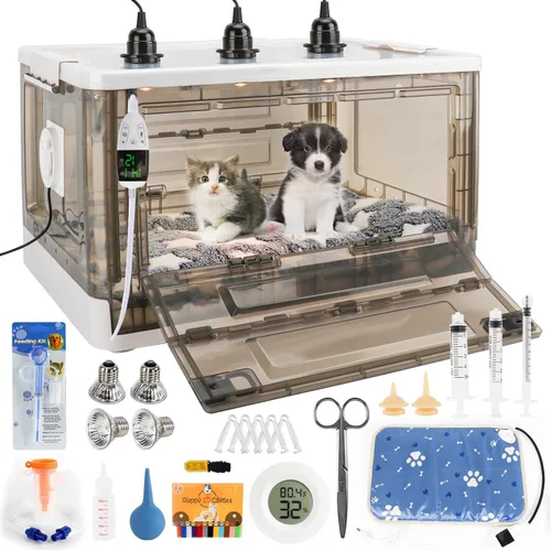 Incubadora para cachorros con calefacción, incubadoras para cachorros, control de temperatura y ventilación silenciosa, incubadoras para gatitos,