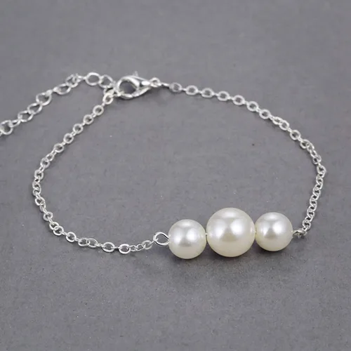 Miniatura 4 de Pulseras brazalete, moda mujer brillante imitación perla encanto pulsera cadena ajustable brazalete joyería - oro, Bambú