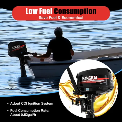 Miniatura 6 de Motor fuera de borda de 4 tiempos, motor de barco de pesca resistente de 6.5 HP, motor fuera de borda inflable, motor de barco de gasolina de 123 CC