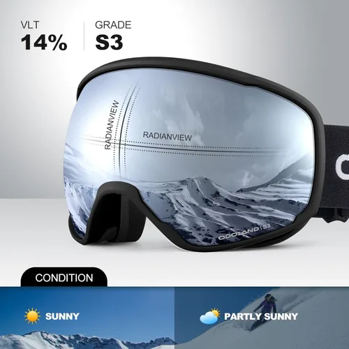 Miniatura 2 de Odoland Gafas de esquí de nieve S2 de doble lente antivaho OTG a prueba de viento UV400 para hombres, mujeres y jóvenes, esquí, snowboard Lente