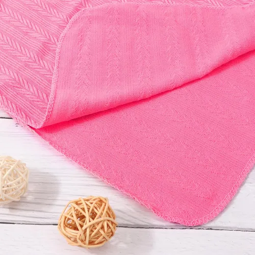 Miniatura 7 de DRESHOW BQUBO Manta de recepción para recién nacido, cálida para niñas con sombrero de lazo y diadema de lazo, regalo para baby shower 1 juego