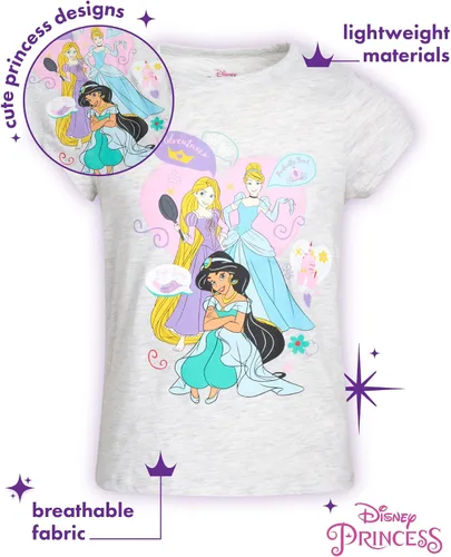 Miniatura 2 de Disney Camisetas para niñas Frozen Princess paquete de 4 camisetas gráficas de manga corta (talla 2T-7)