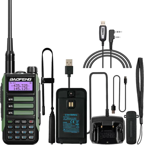 Miniatura 11 de BAOFENG Walkie Talkie UV-16R USB-C 10W con cable de programación Radio bidireccional impermeable de largo alcance de doble banda Radio portátil