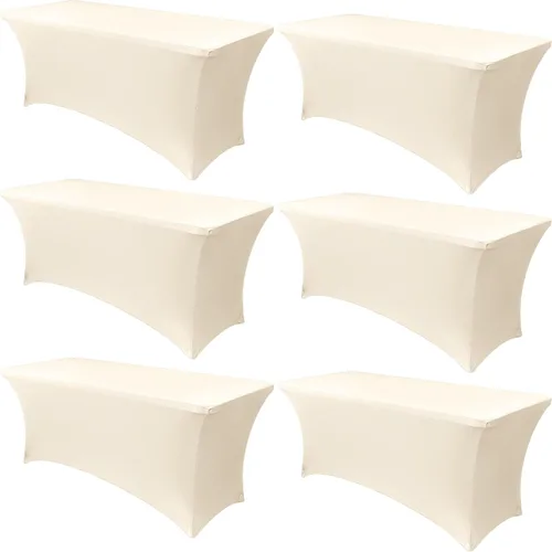 Miniatura 22 de Obstal Paquete de 6 Fundas de Mesa Elásticas de Spandex para Mesas de 6 Pies - Mantel Rectangular Universal Ajustado de 6 Pies Protector para Bodas