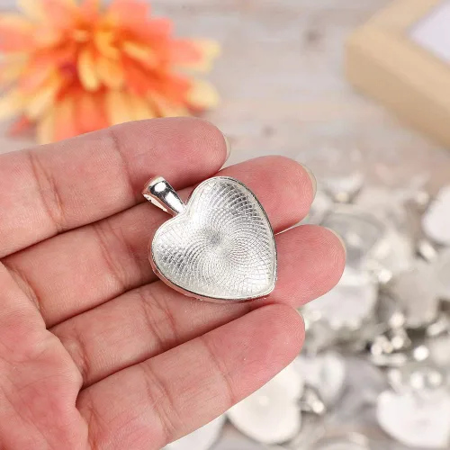 Miniatura 9 de Colgante en forma de corazón, 60 bandejas colgantes en forma de corazón, ajuste de base con cristal