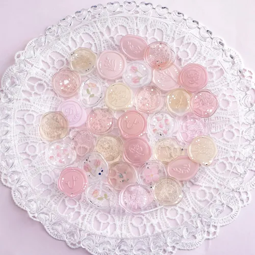 Miniatura 6 de Adhesivos de sellado de cera prefabricados transparentes, 54 adhesivos impermeables para invitaciones de boda, envoltura de regalos de cumpleaños