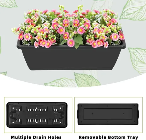 Miniatura 3 de Cama de jardín elevada vertical de 3 niveles, soporte de macetas de jardín elevadas, caja de maceta de jardín vertical con agujeros de drenaje