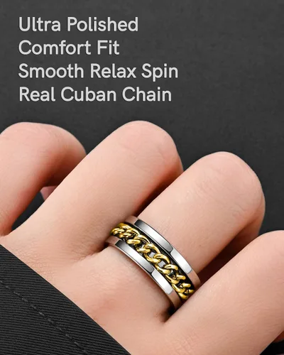Miniatura 34 de King Ring 8mm Spinner Ring – Fidget Ring for Men & Women – Designed in USA