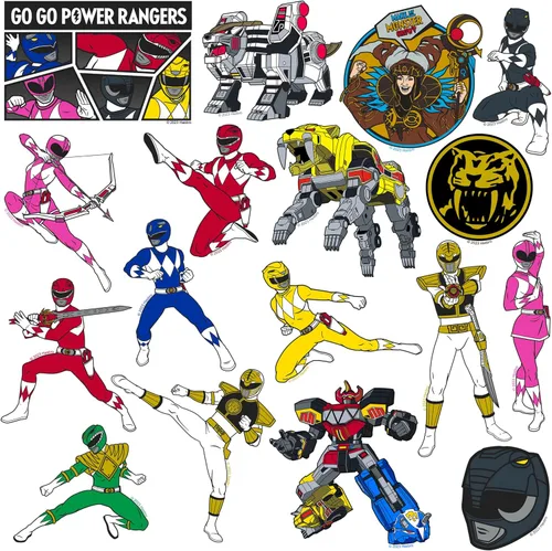 Miniatura 3 de Mighty Morphin' Power Rangers - Paquete variado de 100 calcomanías de vinilo grandes de lujo – Calcomanías oficiales de Power Rangers – Laptop