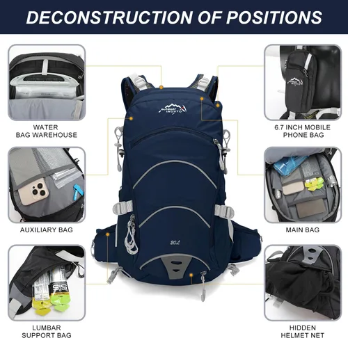 Miniatura 2 de IX INOXTO 20L Hydration Backpack, Waterproof Hiking Internal Frame Backpacks with 2L Hydration Water Bladder and Rain Cover