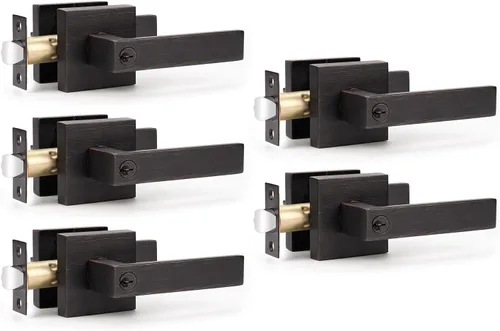 Miniatura 18 de KNOBWELL - Paquete de 10 picaportes resistentes con llaves para puertas de entrada; juego para puertas delanteras que cierran con diferentes llaves