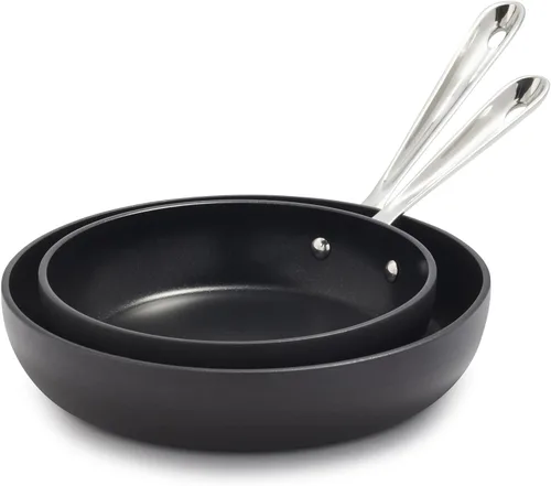 Miniatura 5 de All-Clad Sartén antiadherente de aluminio de 12 pulgadas, sartén antiadherente de aluminio gris medio de 10 pulgadas, color negro