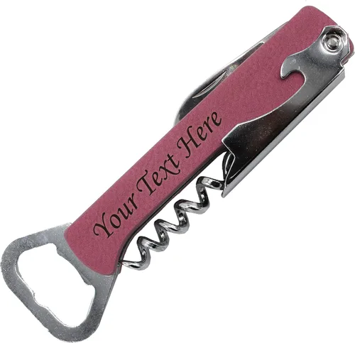 My Personal Memories Sacacorchos de vino y cerveza grabado personalizado - Personalizado con tu texto (rosa)