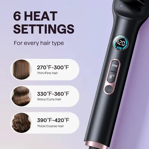 Miniatura 6 de Cepillo alisador de pelo Wavytalk, cepillo alisador iónico Sleek Sweep, peine alisador de cerámica antiquemaduras con pantalla LED para cabello Oro