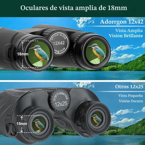 Miniatura 2 de Adorrgon Prismáticos HD de 12 x 42 pulgadas para adultos de alta potencia con adaptador de teléfono, trípode y adaptador de trípode, binoculares