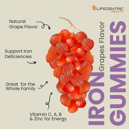Miniatura 8 de LifeCentricHealth - Gomitas de hierro Gomitas de biotina, zinc, vitamina B, ácido fólico, veganas, sin gluten, para mujeres y hombres
