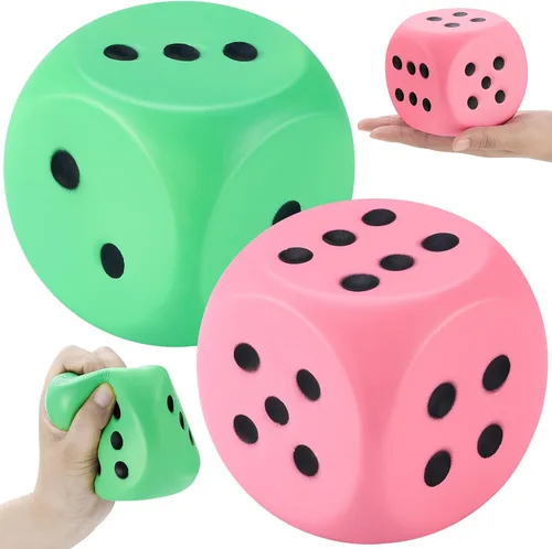 Miniatura 9 de Zomiboo 2 dados grandes de espuma de 2.3 pulgadas para el aula, gigantes de 6 caras, decoración de fiesta de casino, juguete para aliviar la azul