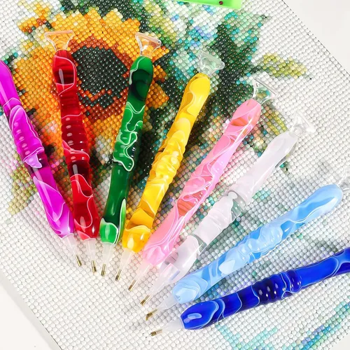 Miniatura 5 de Bolígrafo de Pintura de Diamantes, Bolígrafos de Pintura de Diamantes de Resina Hechos a Mano con Pegamento de Arcilla y Varias Puntas, Más Cómodos