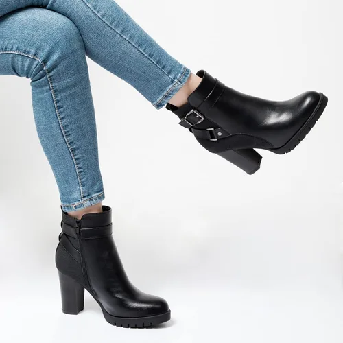 Miniatura 3 de mysoft Women's Ankle Boots Chunky Stacked Heel Zipper Booties