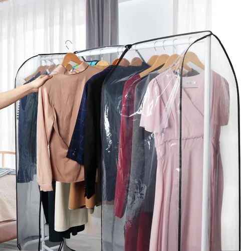 Miniatura 2 de Zilink Funda Transparente para Perchero de Ropa de 6 Pies, Funda Transparente para Perchero de Ropa Impermeable con 2 Cremalleras Duraderas